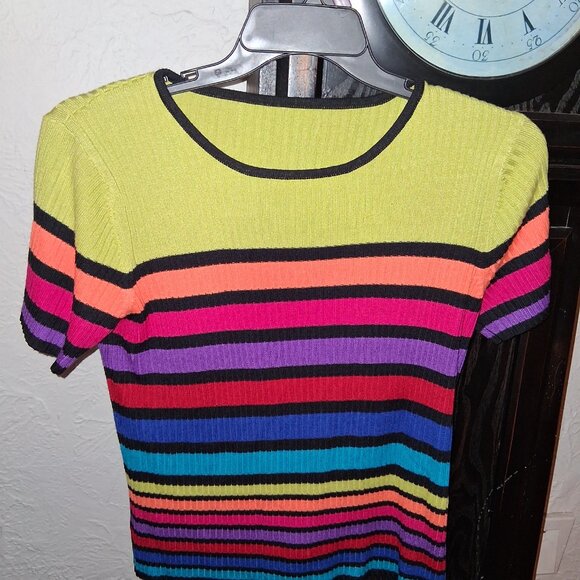Sag Harbor Striped Short Sleeve Top - Size M - Picture 1 of 4